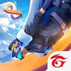 Colorful action-packed poster of a character skydiving in Garena FF Mod Menu, with vibrant background and the Free Fire logo in the corner