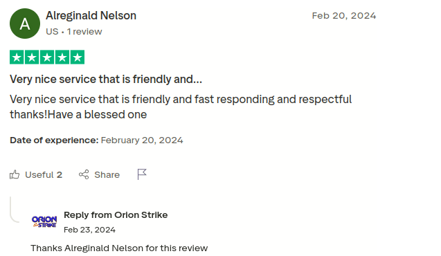 A screenshot about a  Review on orion strike 777 performance 