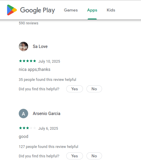 xnxubd reviews screen from  google play store 